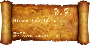 Wimmer Fülöp névjegykártya